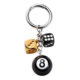 HenSan Creative Dice Keychain,Number 8 Ball Keychain,Car Key Ring Decoration Black Billiard Key Chains(Blackish Green)