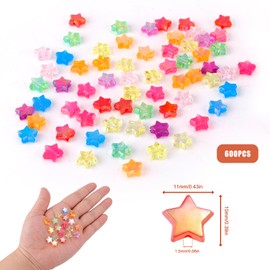 600pcs Star Spacer Beads, Clear Acrylic Star Beads Charm 12 Mixed Colors Loose Star Shaped Beads Star Pony Beads for DIY Craft Jewelry Making Necklace Bracelet Supplies