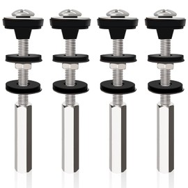 Universal Toilet Tank to Bowl Bolts Kit, Heavy Duty Toilet Bolts, Waterproof Stainless and Rubber Washers Gaskets with Extra Long Nut Screw for Fastening (Silver) (4, Long)