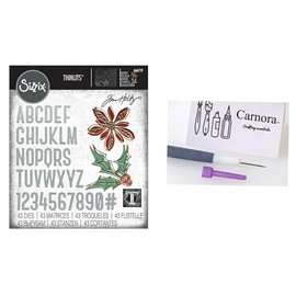 Tim Holtz Sizzix Vault Seasonal Sketch Thinlits Die Set (666719), 43 Dies, Carnora Die Release Gadget