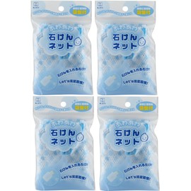 Kokubo Kogyosho Kokubo Soap Net, 3D Foaming Mesh Material, Blue Soap Net, Set of 4