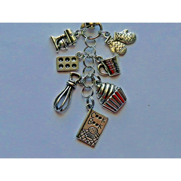 Handmade COOK BOOK COOKING BAKING MIXERD KEY CHAIN CLIP FOR