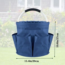 TERVEEX Garden Tool Bag with Pockets, 17L Large Waterproof Oxford Gardening Tote, Non-Slip Rubber Grip Handles, Durable Organizer for Garden Supplies (Blue)