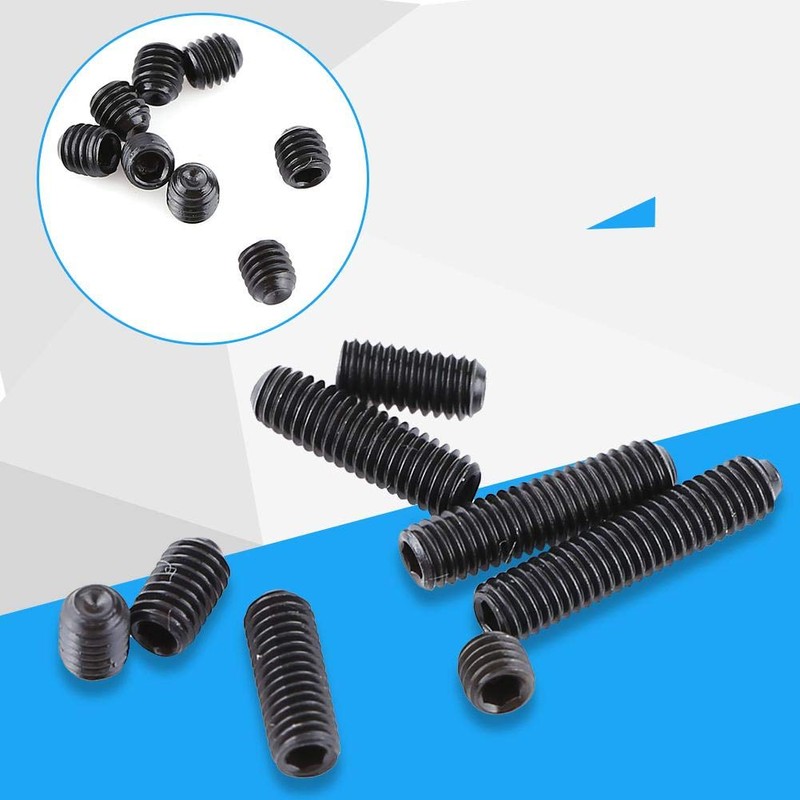 Fdit 200pcs M3 Black Carbon Steel Socket Cup Point Grub