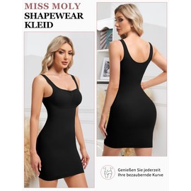 MISS MOLY Shapewear Women's Dress, Seamless Shape, Bodice Dress, Stomach Slimming Underdresses for Women, Figure-Shaping Underskirts, Tummy Control, Full Briefs with Bra, black, L