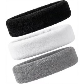 Paquete de 3 bandas para el sudor para hombres y mujeres, tela de rizo que absorbe la humedad para deportes, tenis, gimnasio, entrenamiento