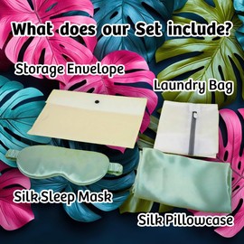 Real Mulberry Silk Pillowcase, Silk Sleep Mask, Laundry Bag, Bedroom Essentials, Sleep Set, for Grandparents' Day