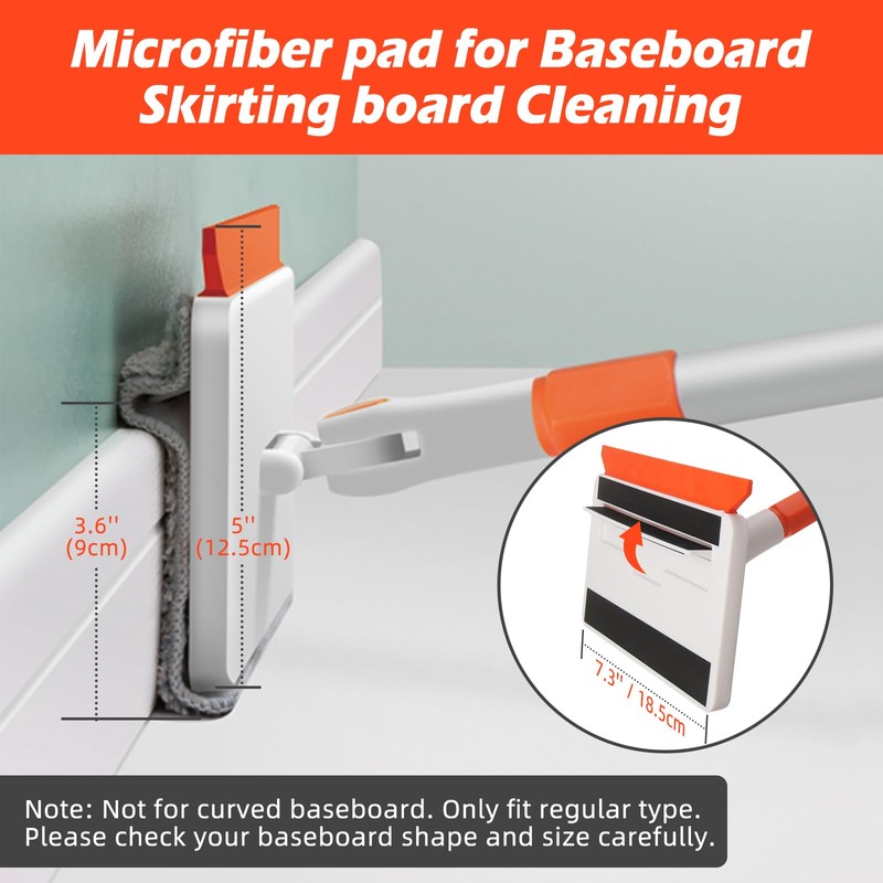 Qaestfy Wall & Baseboard Cleaner Mop Tool with 49'' Long
