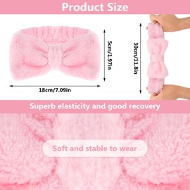 Spa Headband for Face Washing- Makeup Headbands Absorbent Bowknot Face Washing Headband, Soft Coral Fleece Facial Skincare Headband Elastic Hairband Washband for Shower Sports