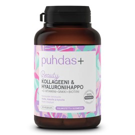 puhdas+ Collagen & Hyaluronic Acid [120 Vegan Capsules] High Dose Complex of Sea Collagen, Hyaluronic Acid, Biotin, Vitamin C & Zinc, Hyaluronic & Collagen Capsules High Dose, From Finland