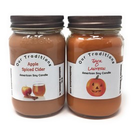 The Old Wax Shack Fall Candles, Jack - O - Lantern & Apple Spiced Cider (2 Pack, 16 Oz.)