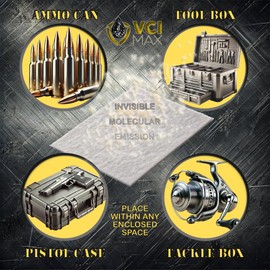 VCI MAX Vapor Corrosion Inhibitor Pads – Fast-Acting, Convenient Rust Protection for Firearms, Safes, Toolboxes & Ammo Cans – Long-Lasting Molecular Anti-Rust Solution for Metal Storage (Pack of 2)