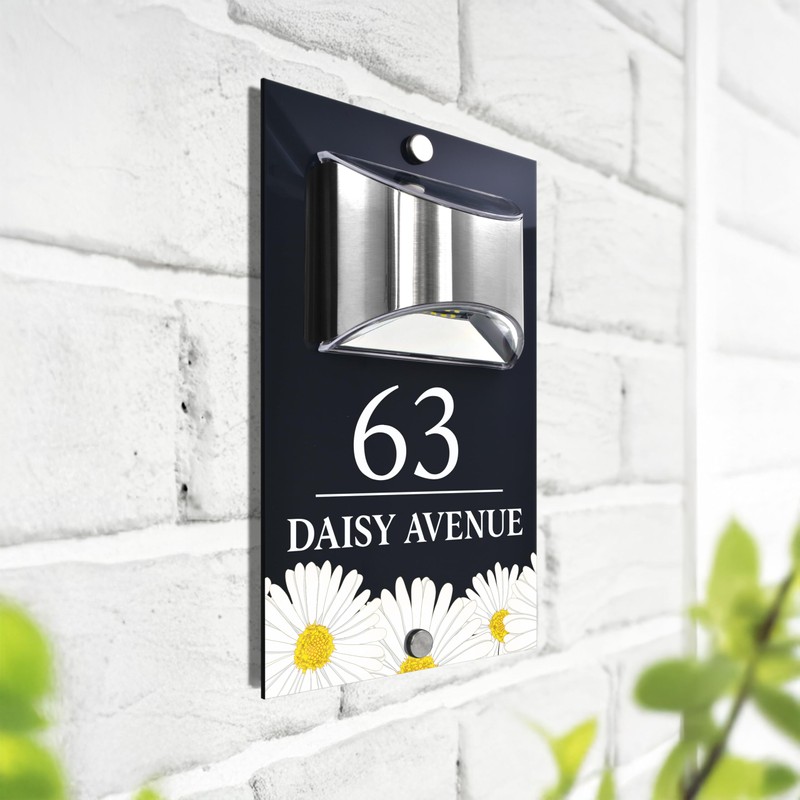 Custom Signs Solar Illuminated Modern Anthracite House Number Sign 24cm