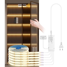 CHNMALITAI 12 V Under Cabinet COB LED Strips, 6 Rolls, 2 m Warm White Cob LED Strip with Open Door Motion Control Sensor Kit for Cupboard, Showcase, Kitchen Lighting