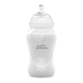 Evenflo Advanced Biberón Advanced Anticólicos Avanzado, Cuello Ancho, Transparente, 270ml, Silicón Grado Alimenticio, Sistema Doble Válvula, Flujo Medio, para Bebés desde 3 Meses, 1 Pieza