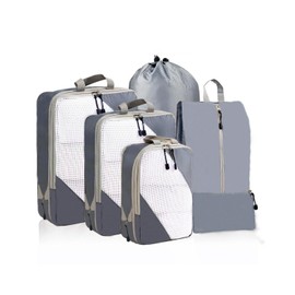 MOLICRAIN Compression Packing Cubes for Suitcase, 6 PCS Ultralight Travel Organiser Packing Bags, Extensible Luggage Organiser, Suitcase Organiser, Travel Luggage Packing Organizers(Grey）