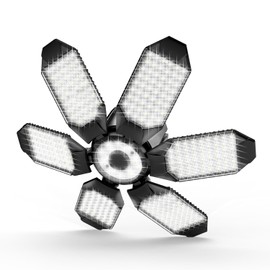 POLARPRA LED Garage Light - 160W LED Garage Ceiling Lights 16000LM Super Bright Garage Lighting with 6 Deformable Panels E26/E27 Screw in Led Shop Lights for Basement Workshop Warehouse Attic