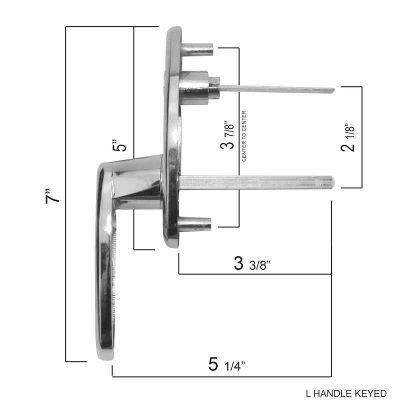 Garage Door L Handle - Keyed