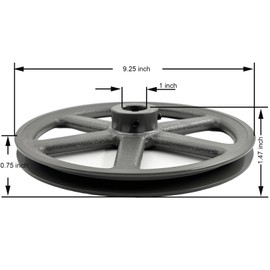 Saelno AK94-1 Single Groove Sheaves,v Belt Pulley 9.25" OD 1" bore,Motor Pulley Cast Iron for A 3L 4L V-Belts,AK941 Pulley