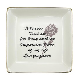 CIROANNELISE Jewelry tray with ring holder, Elegant Jewelry Plate Bowl Room Decor Aesthetic,Decorative Trinket Dish for Rings Earrings Necklaces Keys, birthday,mother's day,Thanksgiving, Beige,Ceramic