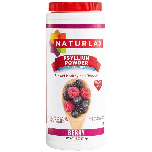 Naturlax Sugar-Free Psyllium Husk Fiber Powder, Berry Flavored 19 oz