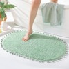 YIRDDEO Sage Green Pom Bath Rug for Bathroom Non Slip,