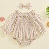 Newborn Infant Baby Girl Winter Clothes Long Sleeve Plaid Romper