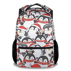 KAXVZER Penguin Backpack for Girls, 16 Inch Black Backpacks for School, Fashion Lightweight Bookbag for Kids