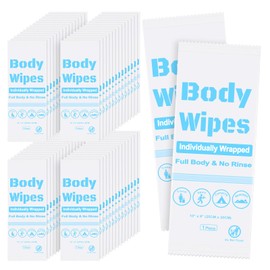 Disposable Body Wipes, Individually Wrapped Bath Wipes in Bulk, No Rinse-Free Large Body Shower Wipes for Travel Outdoors Camping After Gym (White-50, 7.8 x 9.8 inch)