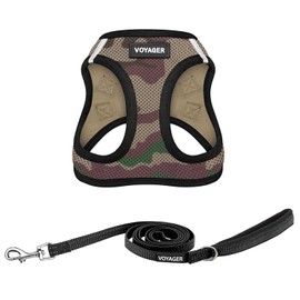 Voyager Step-in Air All Weather Mesh Harness and Reflective Dog 5 ft Leash Combo with Neoprene Handle, for Small, Medium and Large Breed Puppies by Best Pet Supplies - Army Base, M