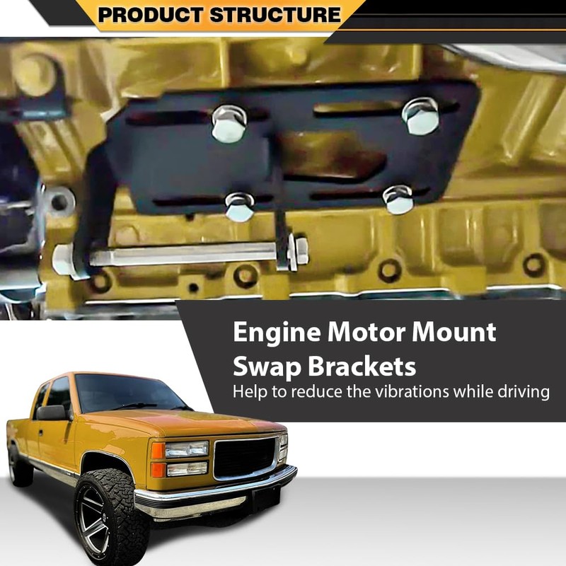 CNNELL Adjustable Conversion Engine Mounts Compatible with All Chevy LS