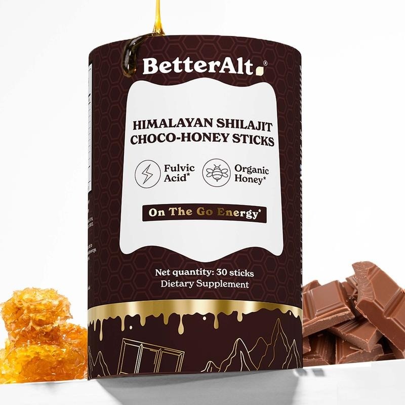 BetterAlt GOLD+ Choco Shilajit Honey Sticks | 85+ Minerals &