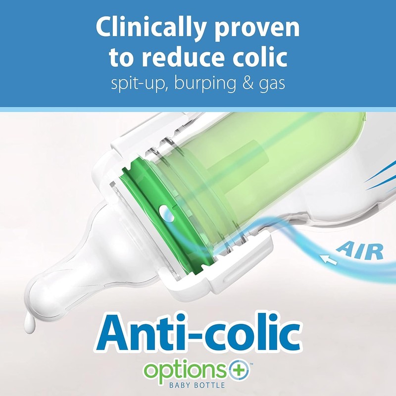 Dr. Brown's Anti-Colic Options+ Baby Bottles, 4 oz/120 mL, with