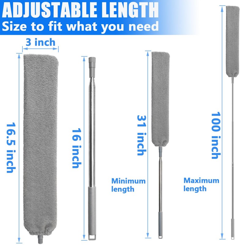 Retractable Gap Dust Cleaner Brush with 4 pcs Replacement Duster