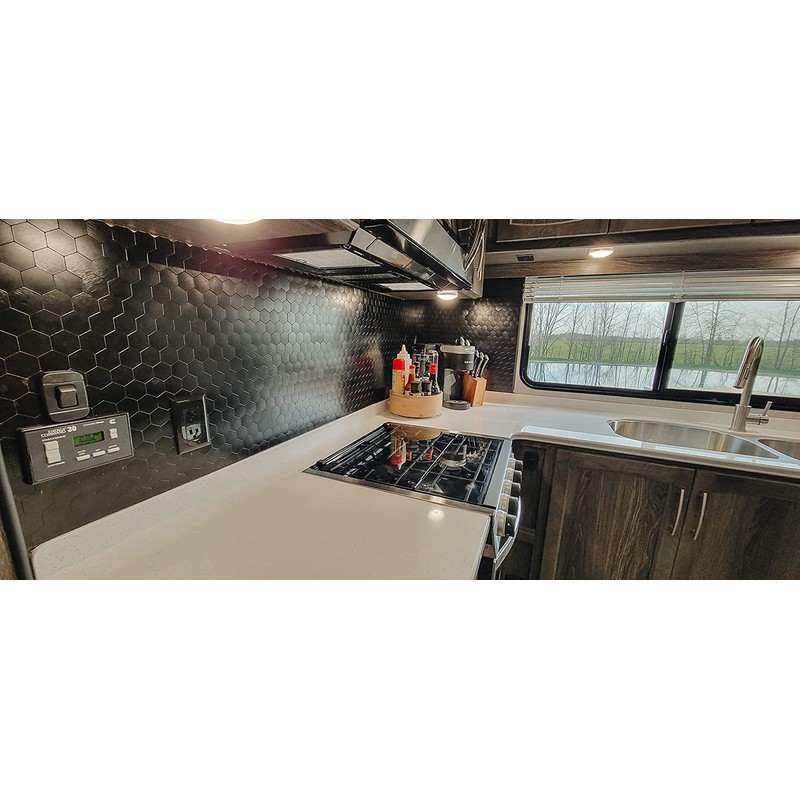 Miscasa 12-Sheet Peel and Stick Backsplash Tile, Hexagon Black Brushed