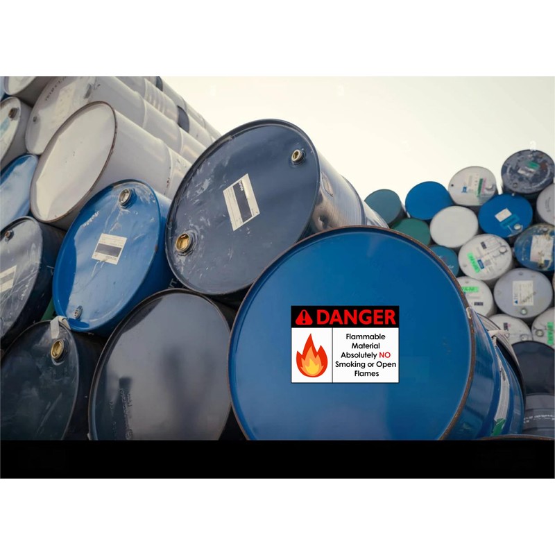 F5Xclusive Danger Flammable Material Sign, No Smoking or Open Flames