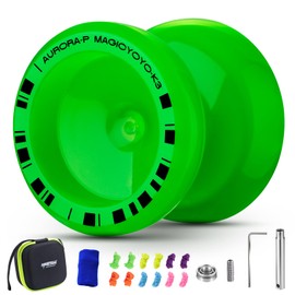 MAGICYOYO K3 Aurora-P Glow in the Dark, 2 in 1 Responsive & Unresponsive Yoyo, Professional Trick Yoyo for Kids and Adults, Plastic Yo Yo for Boy and Girl, with 12 Strings, Accessory Kit (Glow Green)