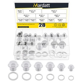 Mardatt 28 Sets Oil Drain Plug Assortment Kit, M10 M12 M14 M16 M18 M20 Steel Oil Drain Plugs with Aluminum Washer Gasket, Engine Oil Drain Plug Replacement Compatible with Honda, Hyundai, Toyota, Ford