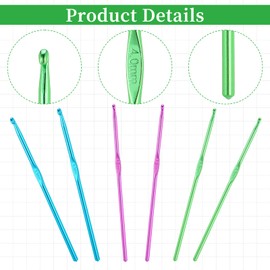 6 Pcs Crochet Hooks 4 mm 4.5 mm 5 mm Knitting Needles Craft Yarn Aluminum Crochet Needles for Beginners, US Size 6/7/8 (US G/7/H)