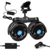 XOOL Clip Car Fan, Adjustable Dual Head 4 Inches 12V