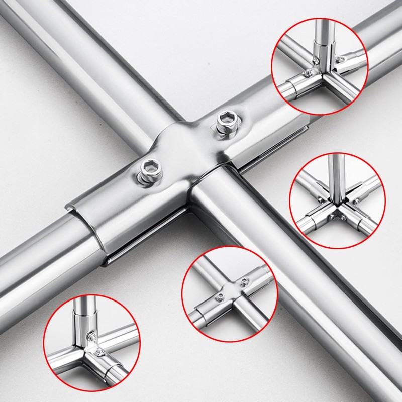 Structural Pipe Connector, Silver Right Angle 4-Way Chain Link Fence