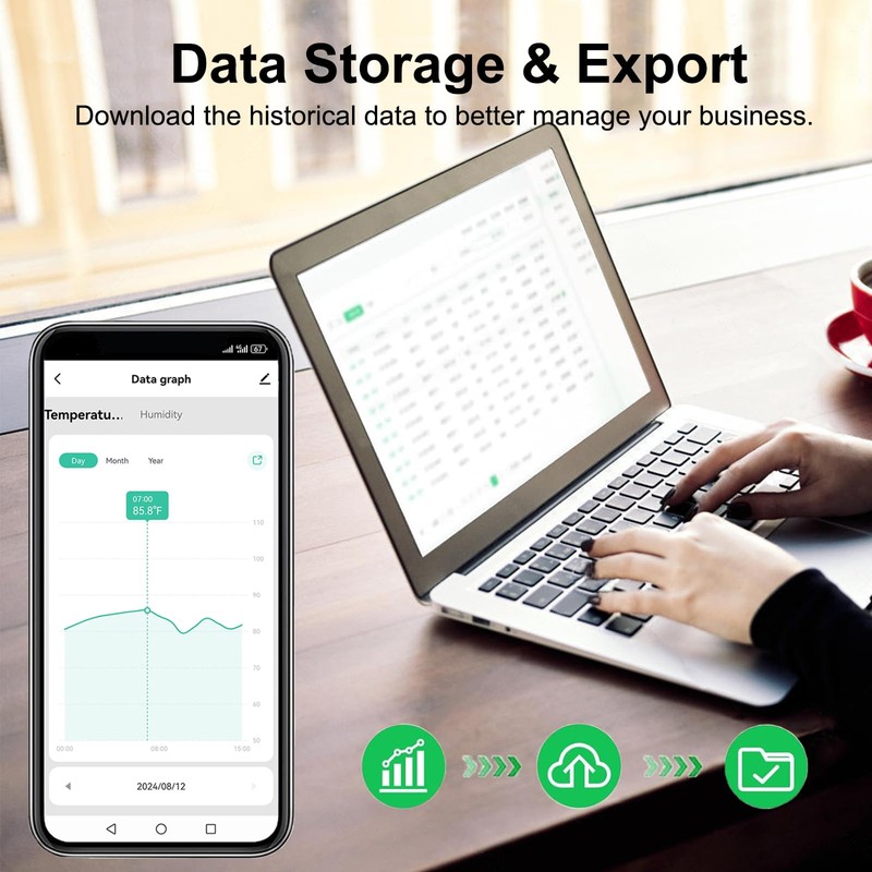 Smart Digital Thermometer Hygrometer, WiFi Indoor Temperature and Humidity Sensor