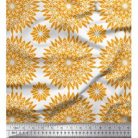 Soimoi Orange Cotton Canvas Fabric Artistic Floral Decor Fabric Printed metre 56 Inch Wide