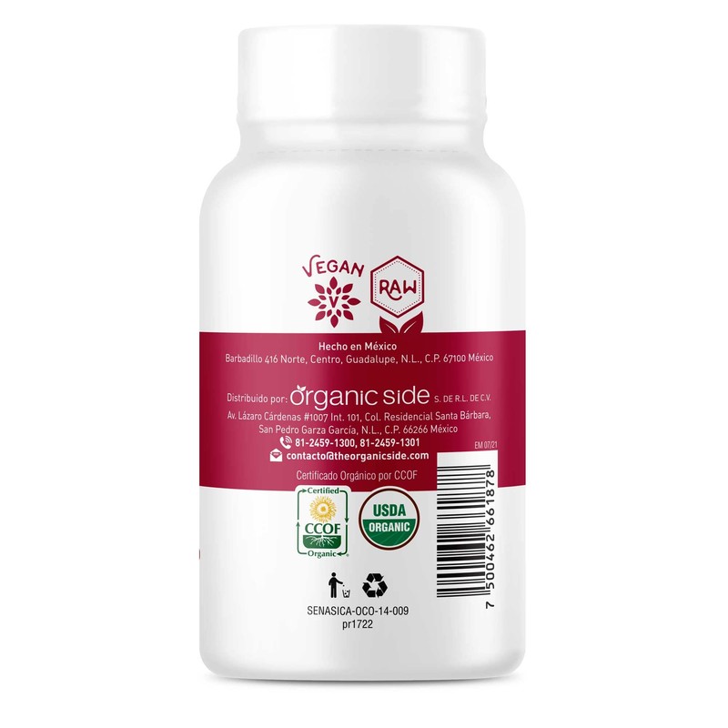 Ginseng Orgánico 60 Cápsulas Vegetales - Organic Side - Certificado