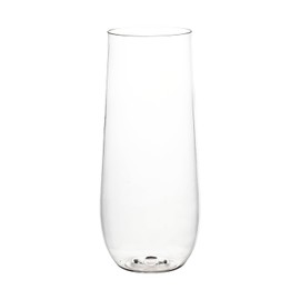 Party Essentials 9 oz. Plastic Champagne Flutes, Stemless Toasting Glasses, Unbreakable, Shatterproof, 100% BPA Free Drinkware, Clear, 16-Count