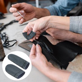 4 Pairs Crochet Finger Protector, Leather Finger Guards Finger Protectors for Sewing Needle Felting Finger Protectors Knitting Finger Protector for Hand Craft Needlework Handmaking (Random Color)