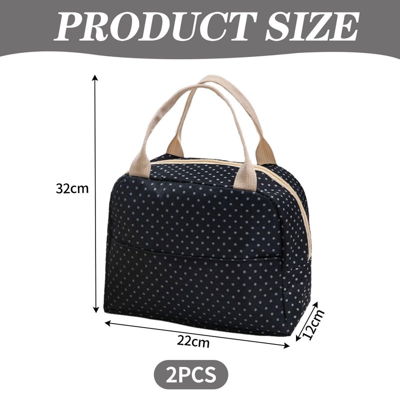 Pack of 2 Simple Lunch Box Bag, Waterproof Lunch Bag,
