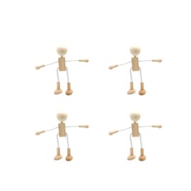 Milisten 4 pcs Unfinished Wooden Robot Peg Dolls Wooden Figures People Bodies for Children Kids DIY Painting Supplies Peg Dolls