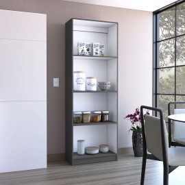 Vinton Matt Gray/White Bookcase with Spacious Tier-Shelving Designcolor: as Pic Color