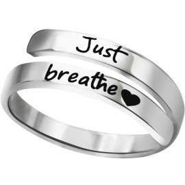 Unbranded Just Breathe Ring Adjustable Heart Ring Stainless Steel Spiral